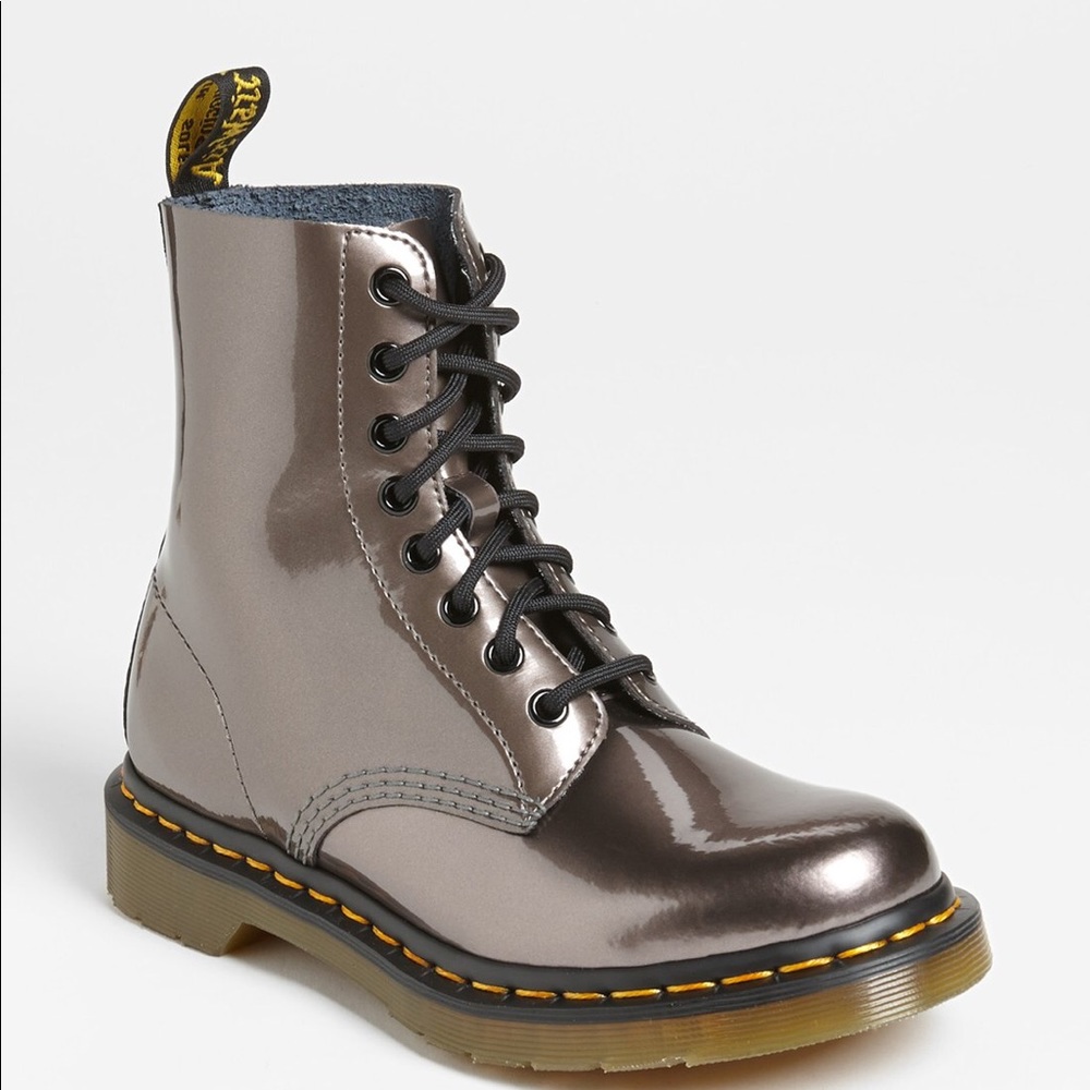 Shiny Silver Dr. Martens